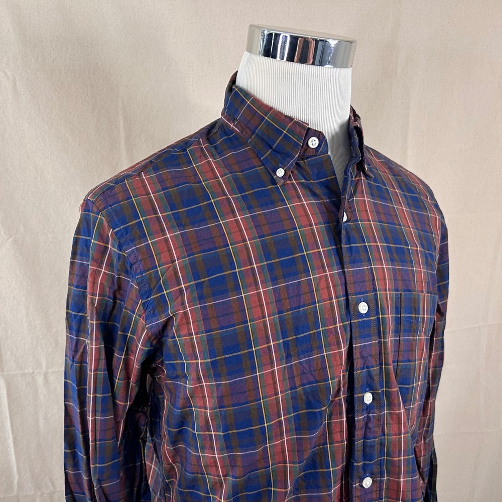 J.Crew Medium Classic Fit Button Down Shirt 100s 2 Ply Yarns Plaid Secret Wash